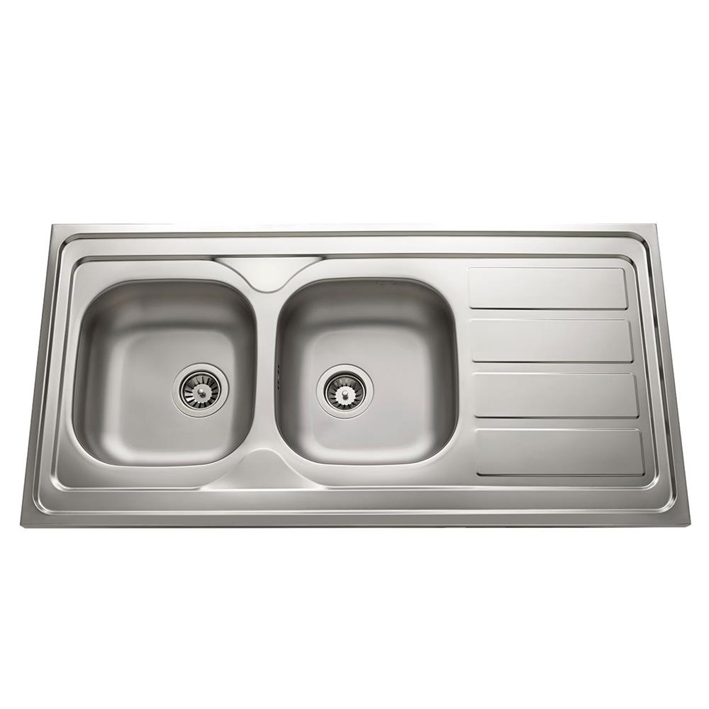 Evier inox 2 bacs 100 cm