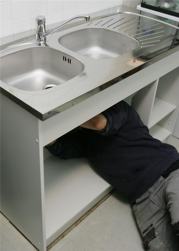 Installation evier sous plan