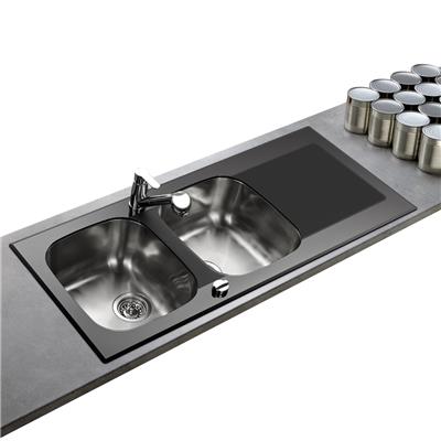 Evier verre noir inox