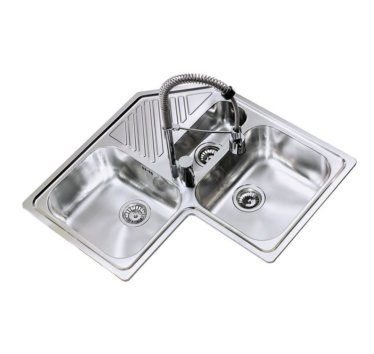 Evier d'angle 2 bacs inox