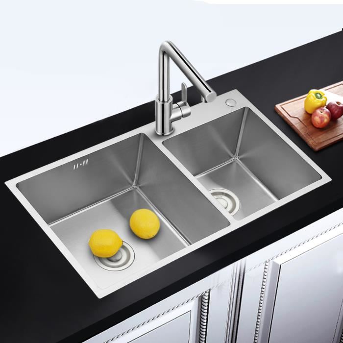 Evier cuisine en inox brosse