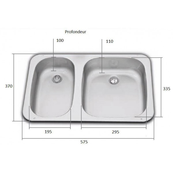 Evier inox taille