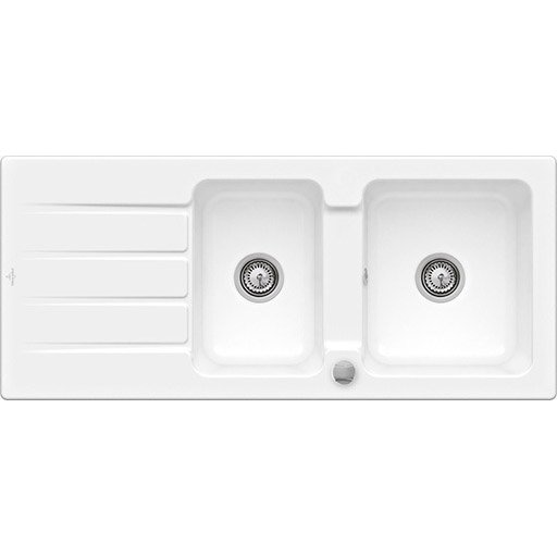 Evier 2 bacs ceramique blanc