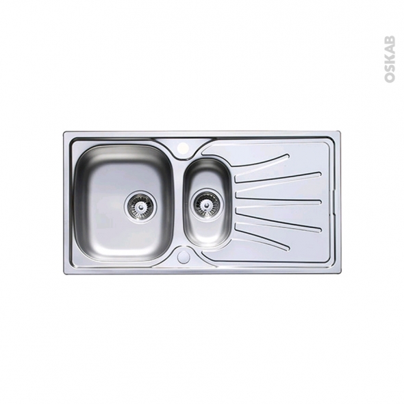 évier 2 bacs 2 égouttoirs inox