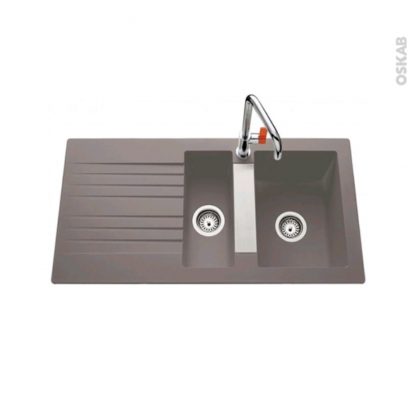 Evier cuisine 2 bacs resine