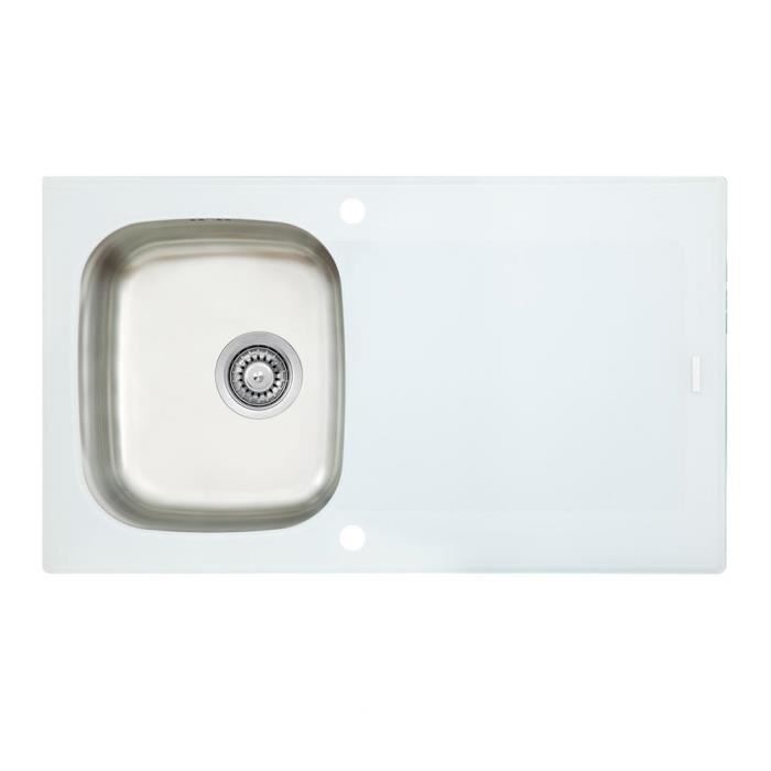 Evier inox et verre blanc