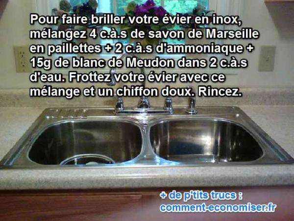 Vinaigre blanc évier inox