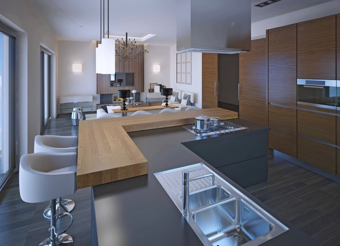 Evier inox cuisine grise