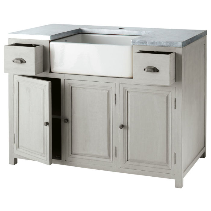 Armoire d'Evier avec Lavabo Intégré Meuble de Rangement Placard de