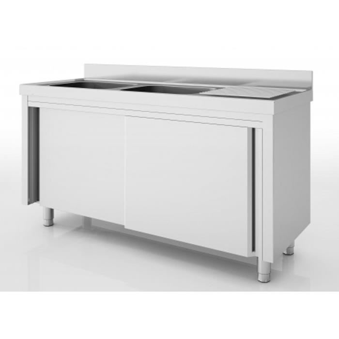 Meuble évier inox 2 bacs