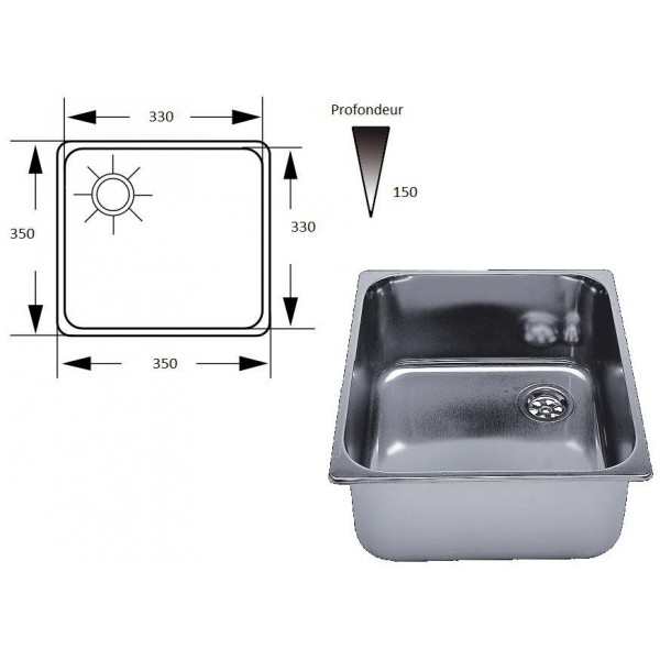 Evier inox de caravane
