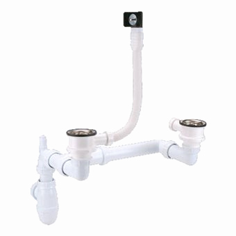 Montage siphon evier double